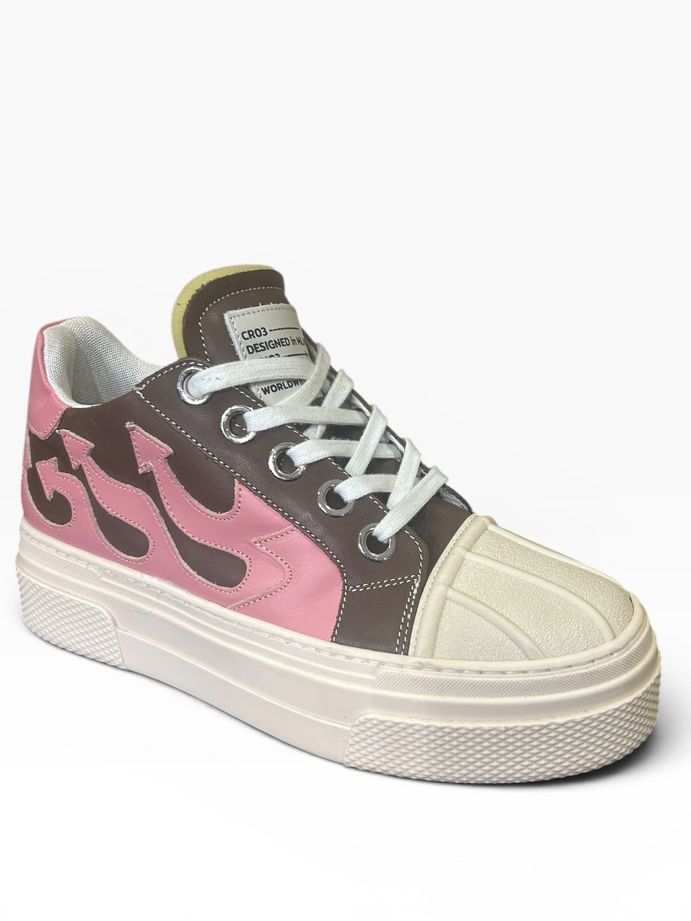 Cristian Zerotre CRO3 Calipso Flame Leather Sneakers Brown Pink Women’s Size 11